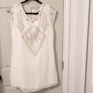 Guess by Marciano White and Gold Embellished Blouse